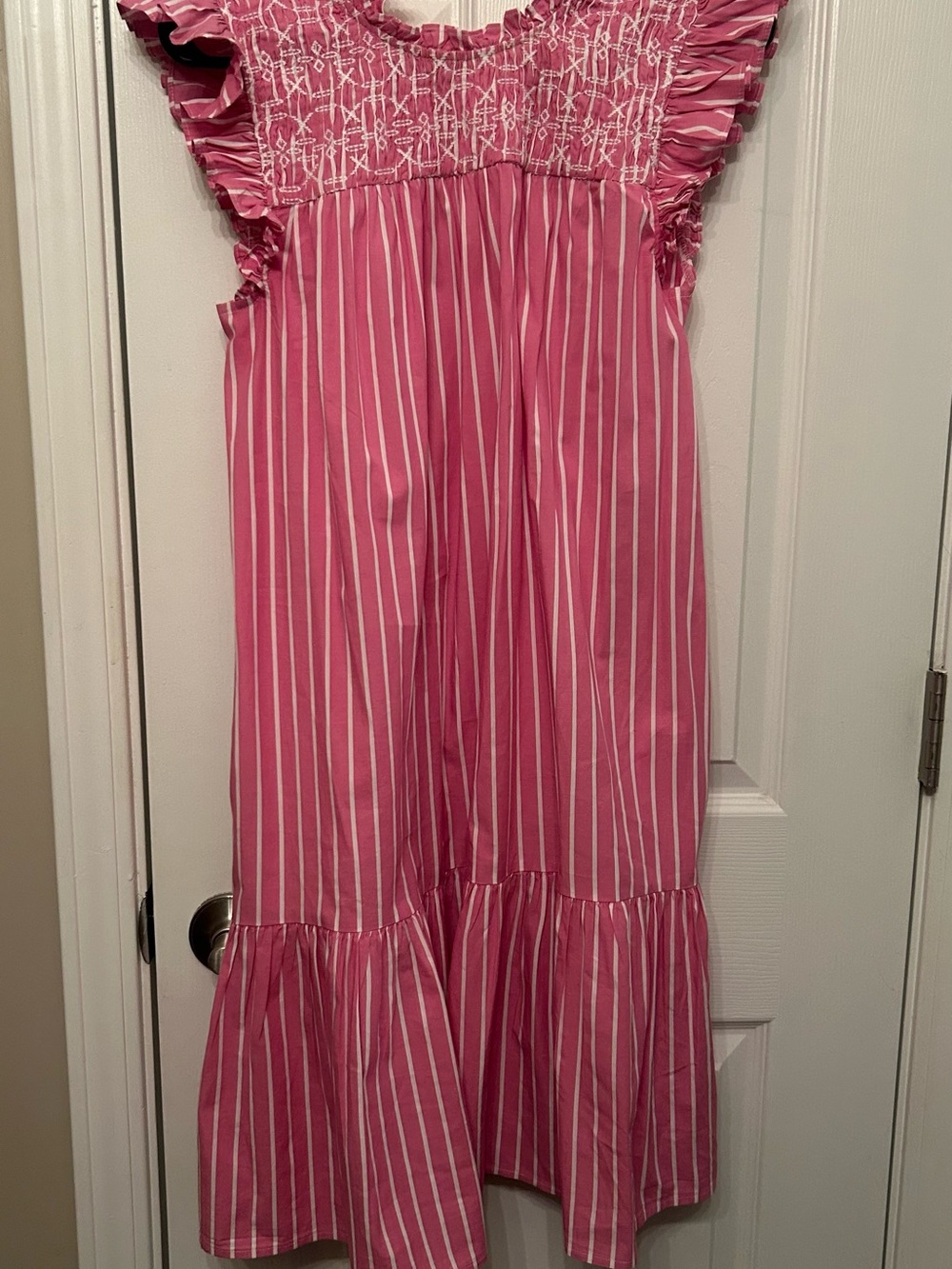 Pink Striped Smocked Dress